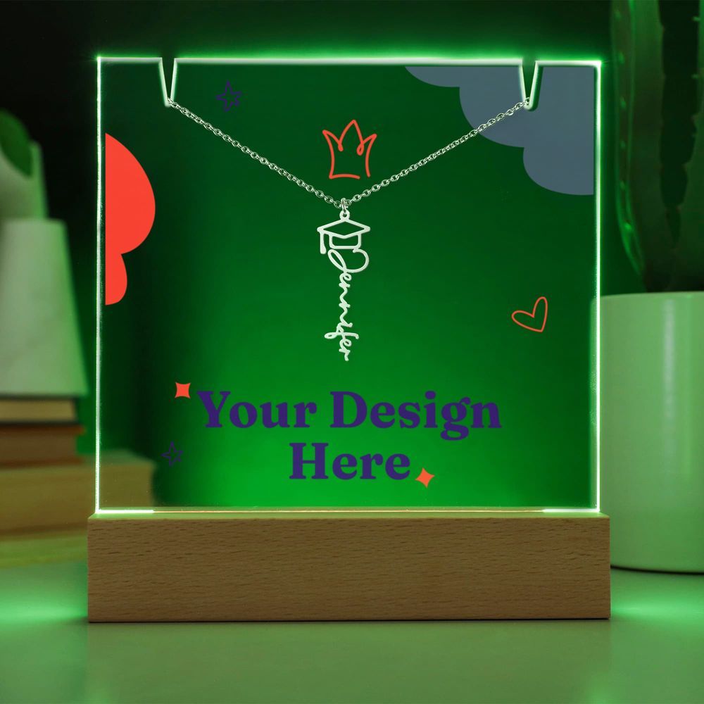 Keepsake Acrylic with Graduation Cap Name Necklace Bundle