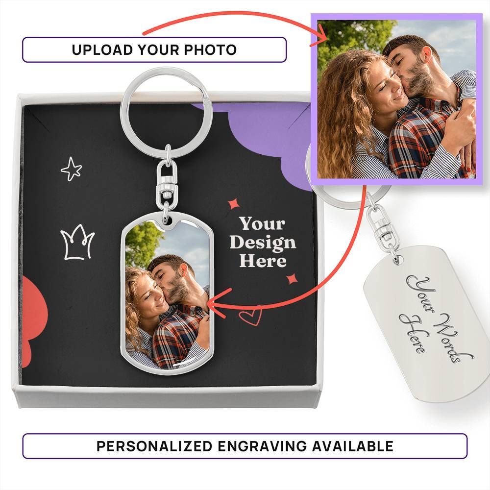 Buyer Upload Graphic Dog Tag Keychain