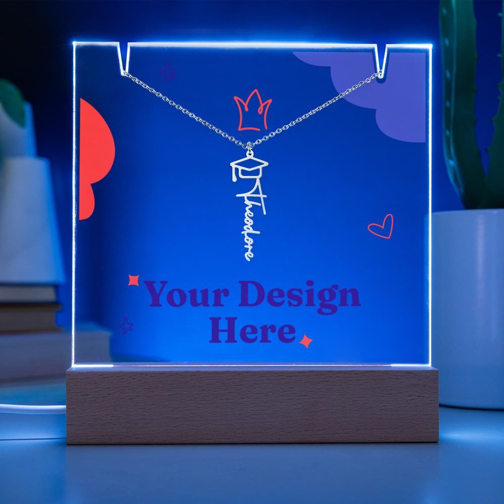 Keepsake Acrylic with Graduation Cap Name Necklace Bundle