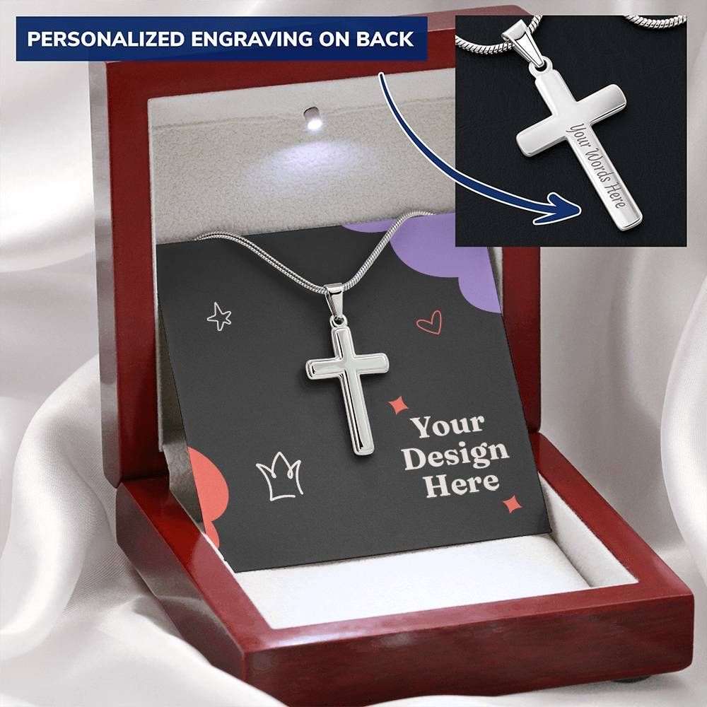 Personalized Artisan Cross Necklace with Snake Chain