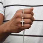 Personalized Artisan Cross Necklace with Snake Chain
