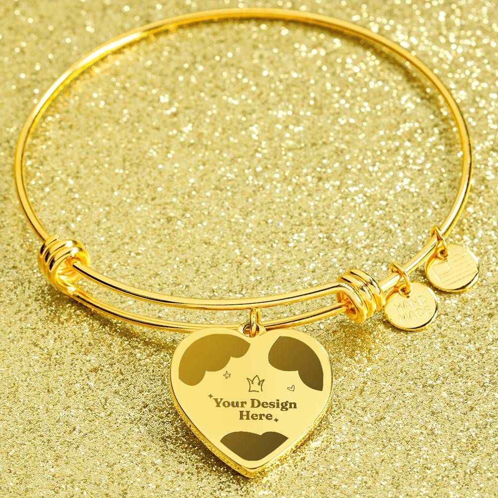 Non-Message Card Luxury Heart Bangle with Engraving