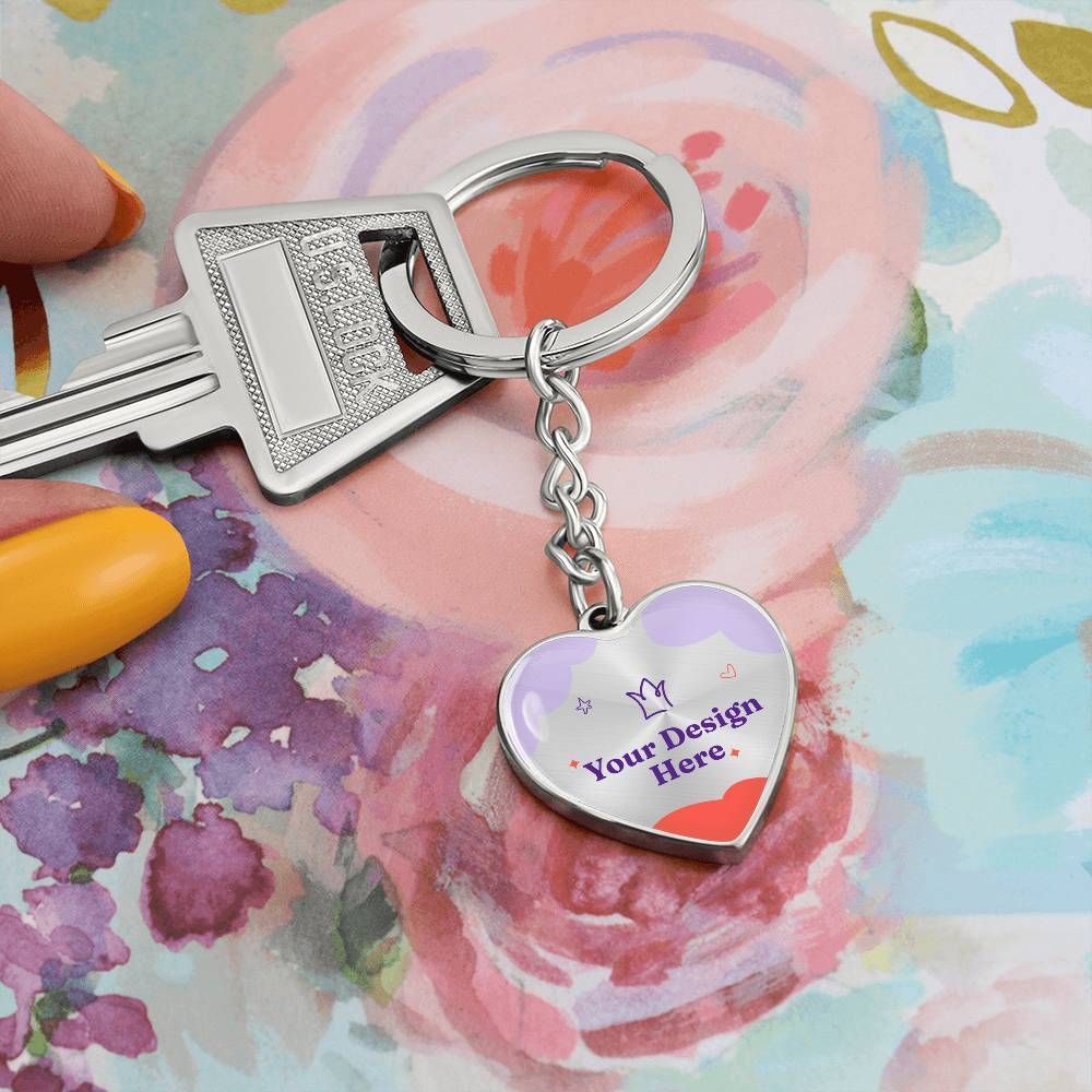 Graphic Heart with Curb Keychain Attachment