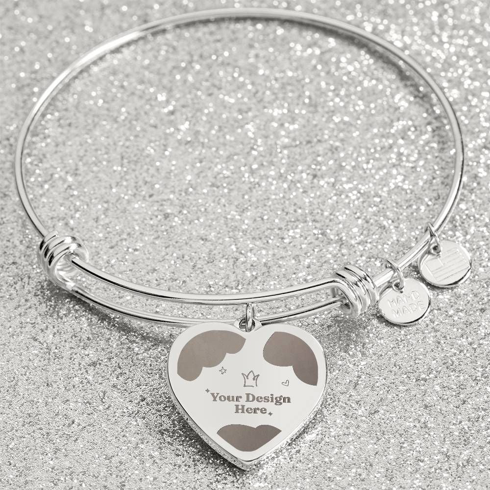 Non-message Card Engraved Heart Bangle