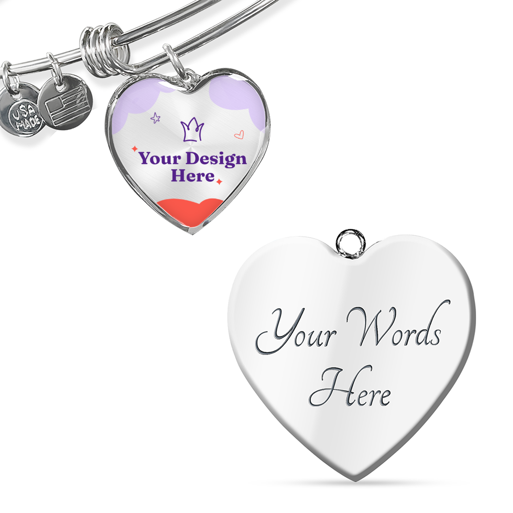 Non-Message Card Luxury Heart Bangle with Buyer Upload