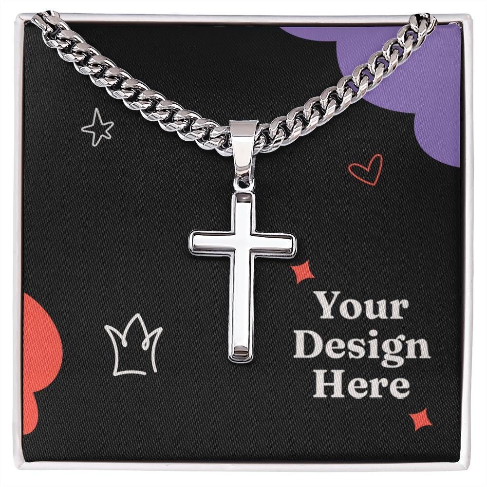 Personalized Artisan Cross with Cuban Link Chain