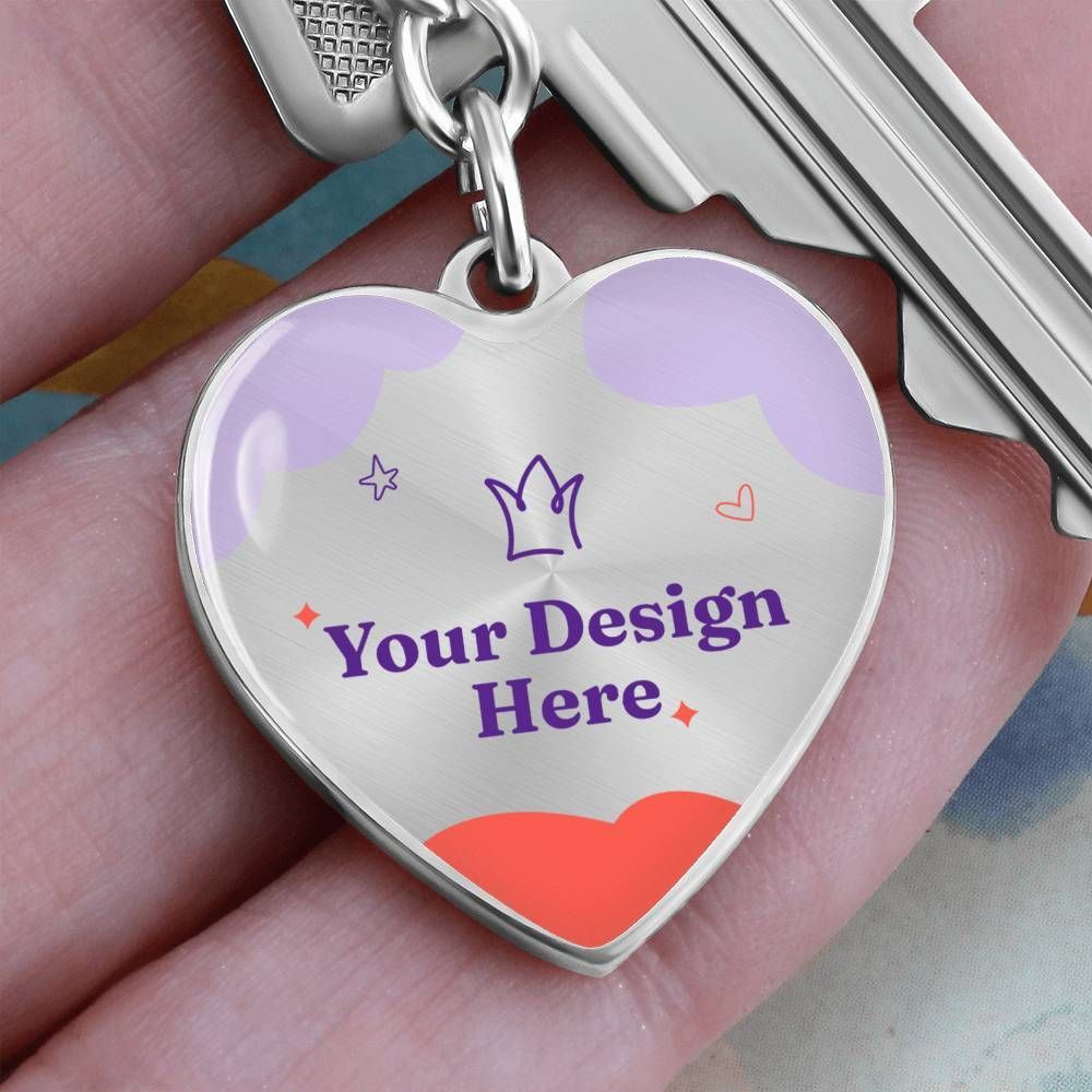 Graphic Heart with Curb Keychain Attachment