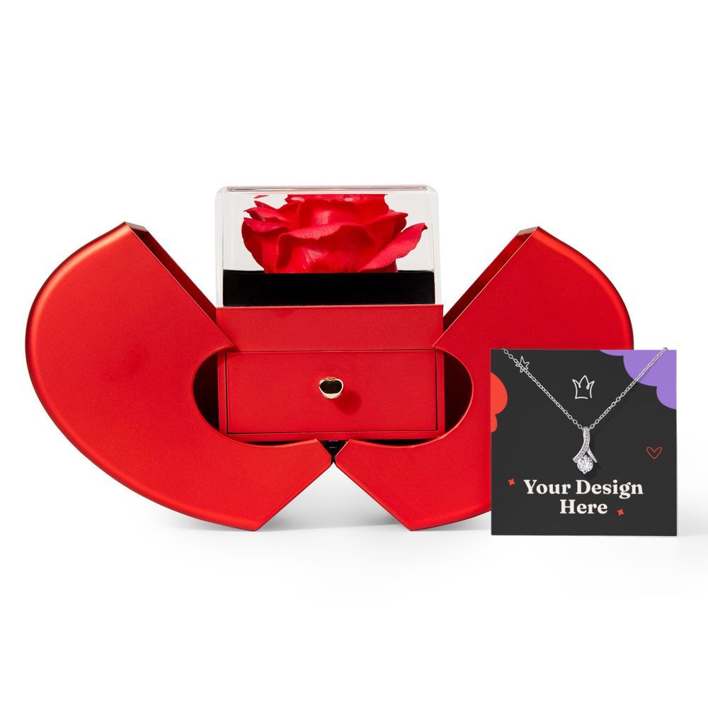 Alluring Beauty Necklace with Red Heart Rose Box