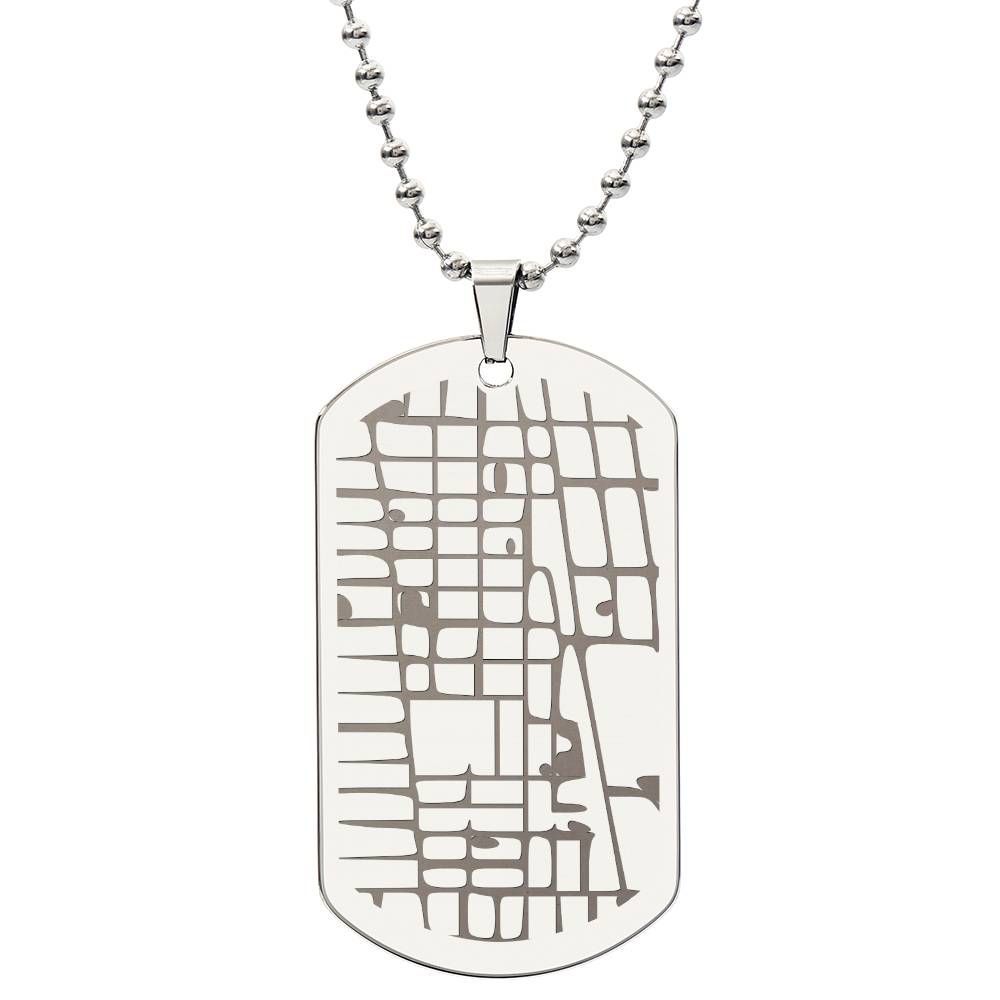 Engraved Map Dog Tag Necklace
