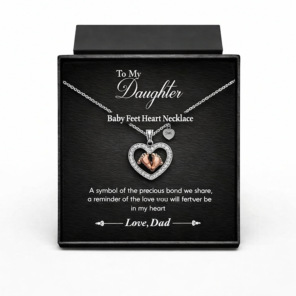 Baby Feet Heart Necklace For Daughter