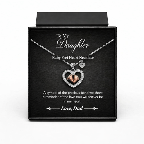 Baby Feet Heart Necklace For Daughter