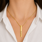 Engraved 4 Sided Stick Necklace with POD Message Card