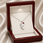 Engraved Baby Feet Necklace with Birthstone