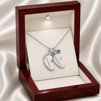 Engraved Baby Feet Necklace with Birthstone
