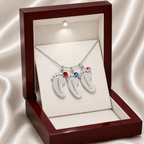 Engraved Baby Feet Necklace with Birthstone