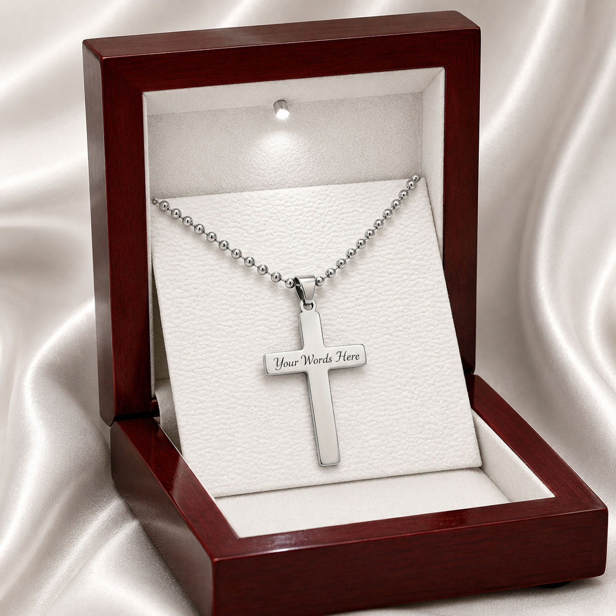 Personalized Cross Necklace with Ball Chain