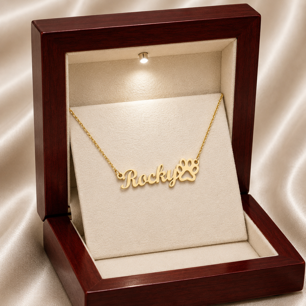 Paw Print Name Necklace