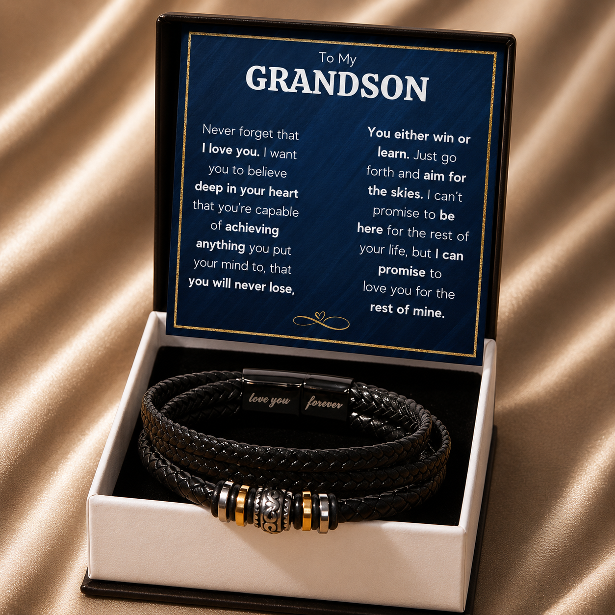 Never Forget Love You Forever (To My Grandson) – Bracelet