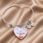 Non-Message Card Luxury Heart Bangle with Buyer Upload