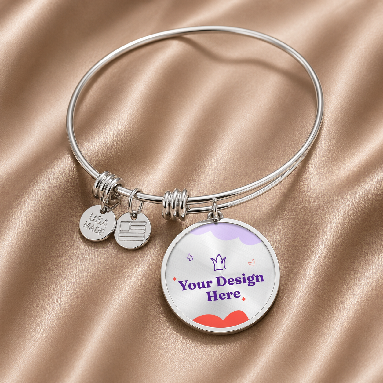 Non-Message Card Luxury Circle Bangle with Buyer Upload