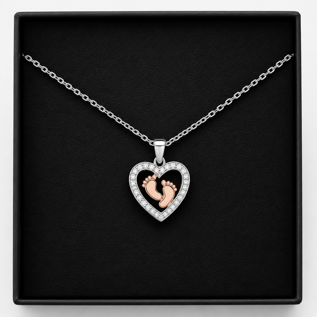 Baby Feet Heart Necklace