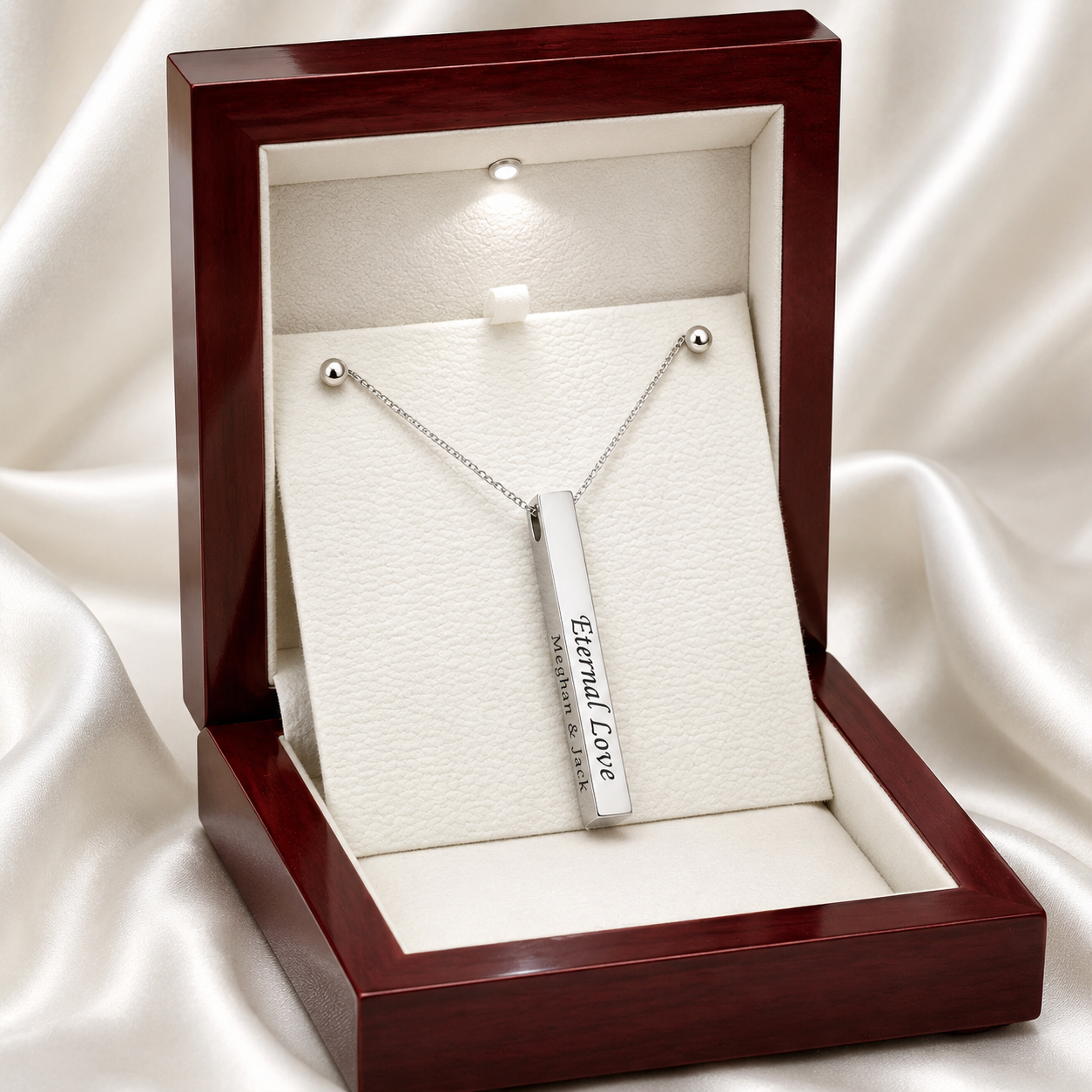 Engraved 4-Sided Stick Necklace