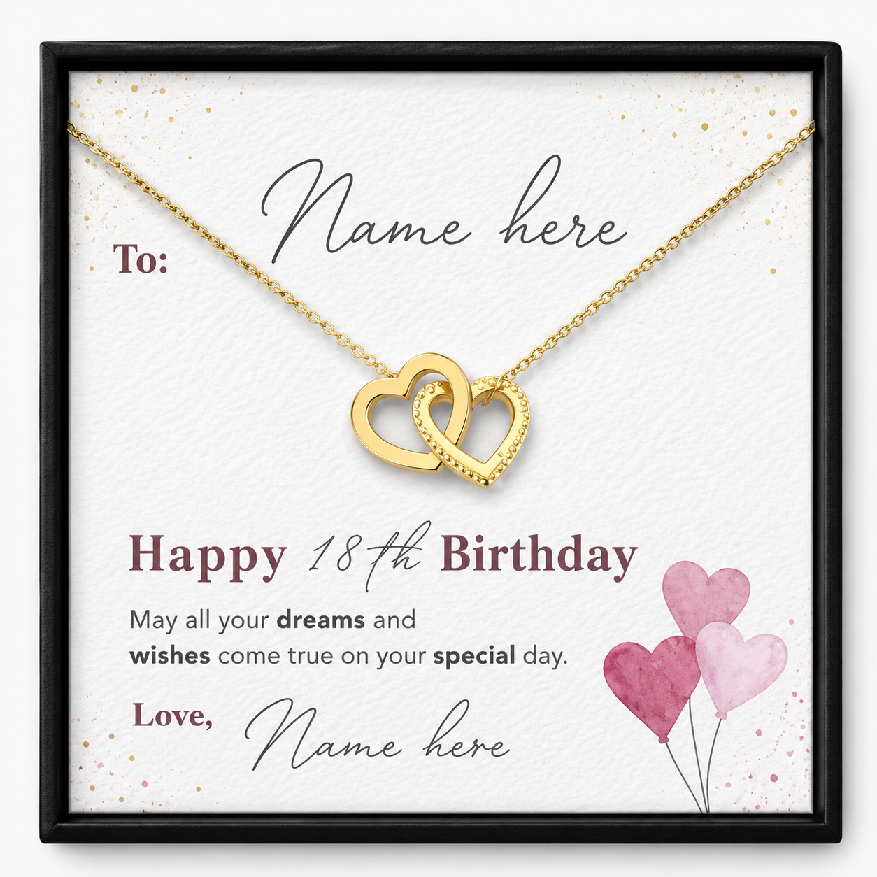Interlocking Hearts Necklace  For Birthday
