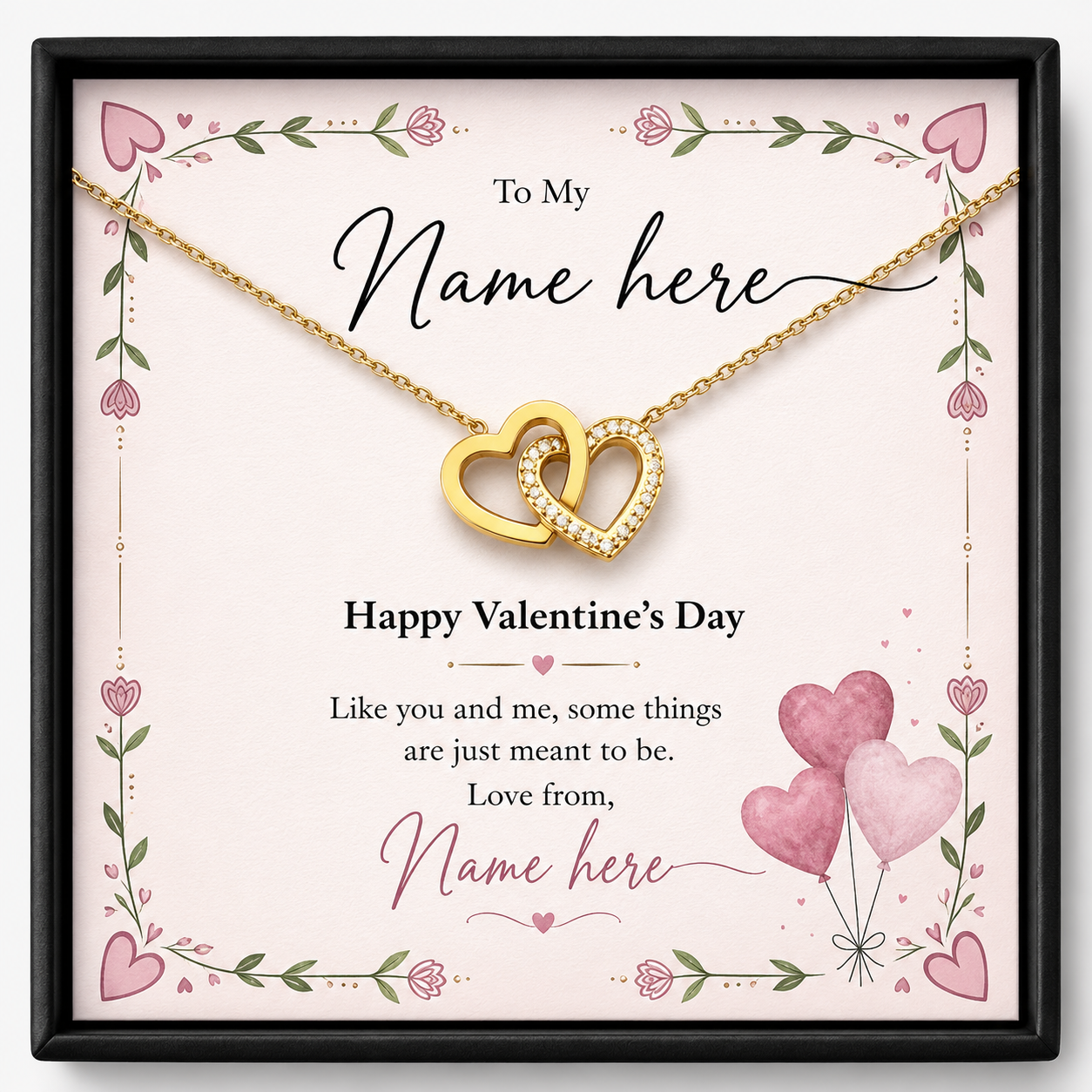 Interlocking Hearts Necklace  For Valentine’s Day
