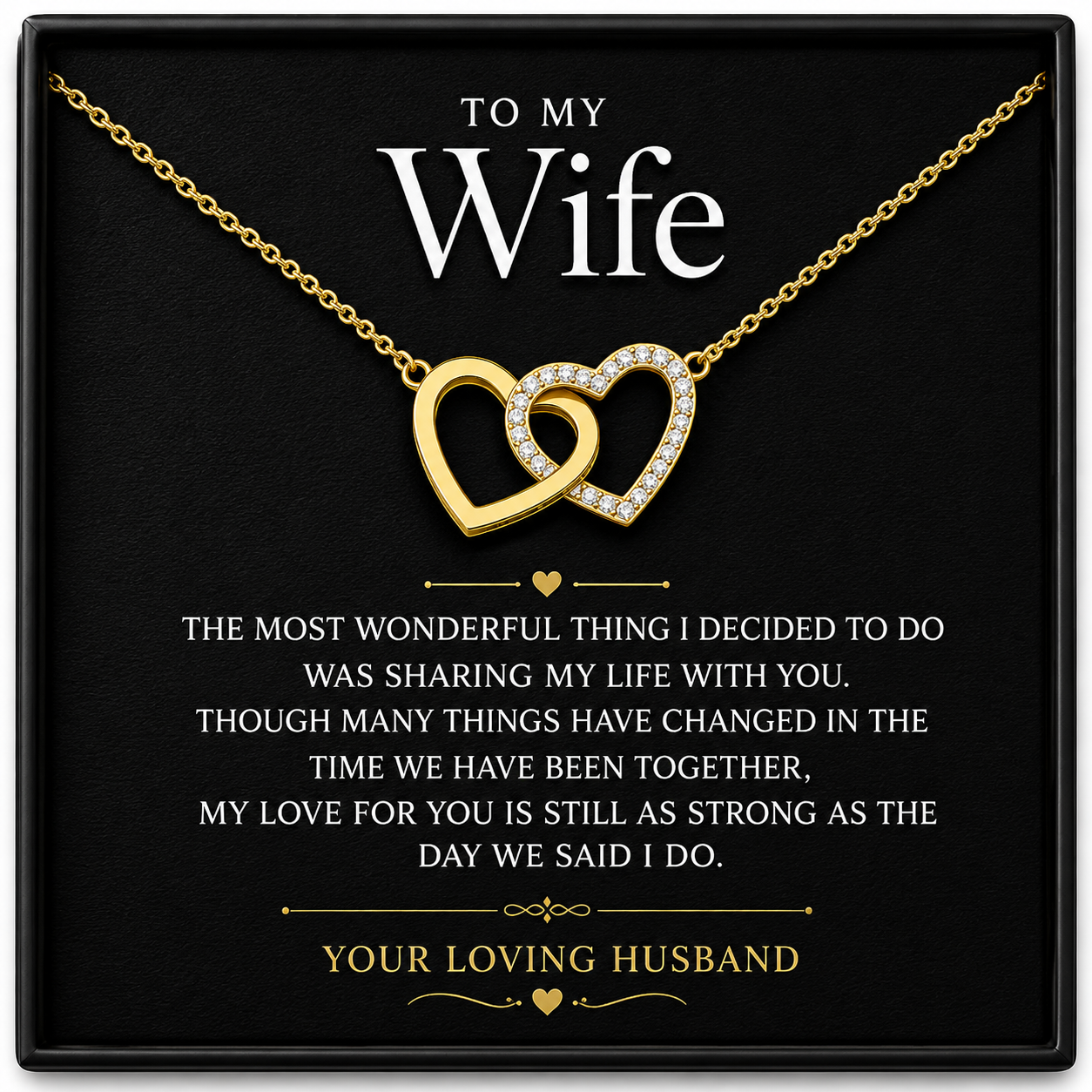 To My Wonderful Wife Interlocking Hearts Necklace