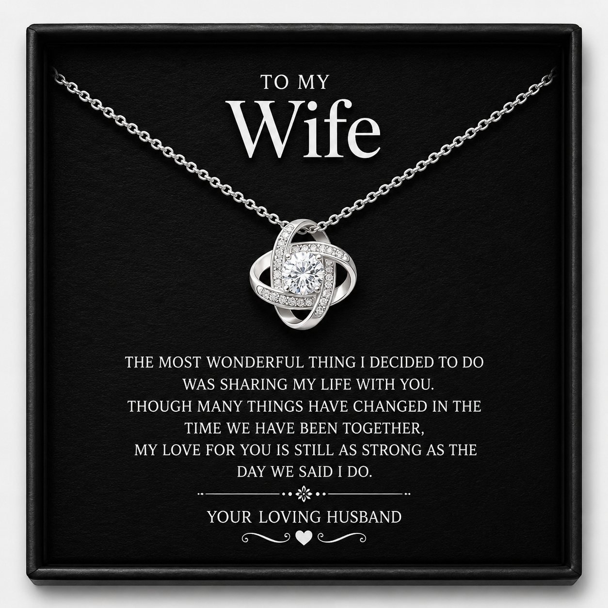 To My Wonderful Wife Love knot necklace