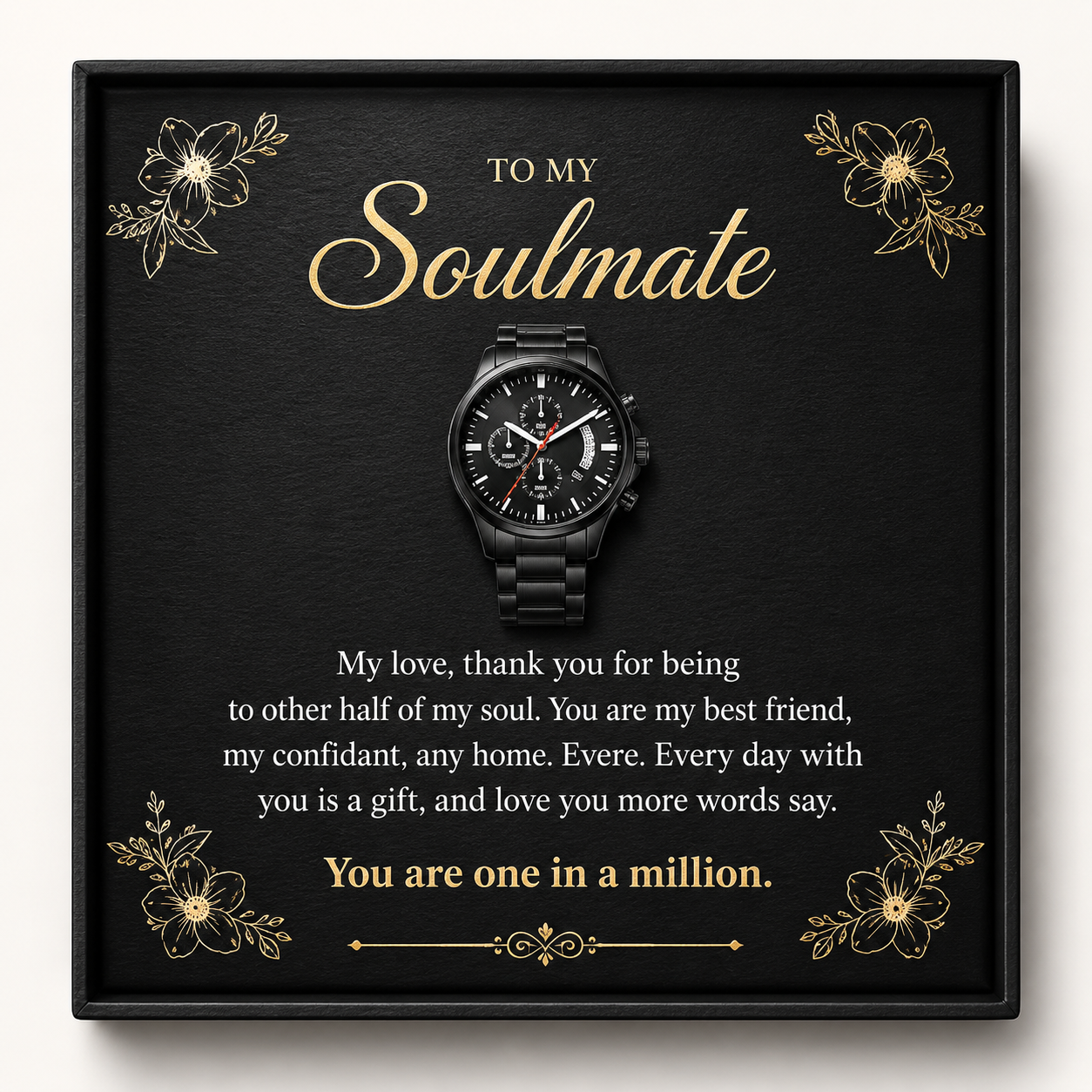 To My Wonderful Wife Black Chronograph Watch