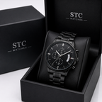 Non-Message Card Black Chronograph Watch with Buyer Upload