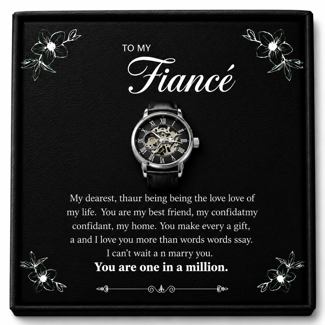 To My Wonderful Fiance Black Chronograph Watch
