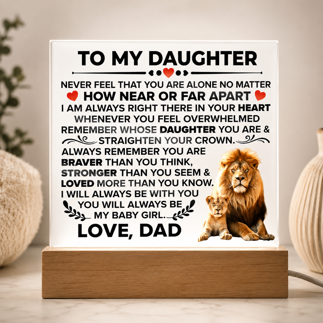 To My Daughter Braver – Acrylic Square