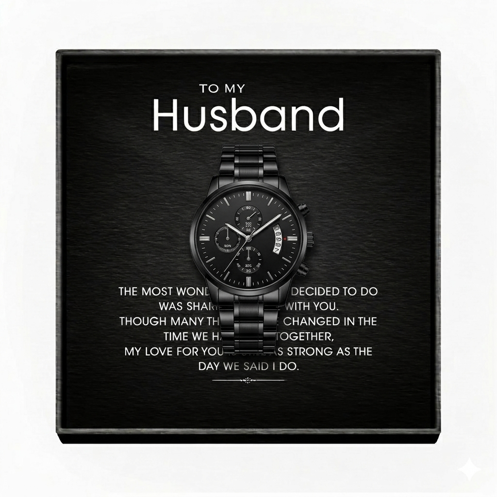 To My Wonderful Husband Black Chronograph Watch