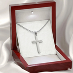 Personalized Artisan Cross Necklace with Snake Chain