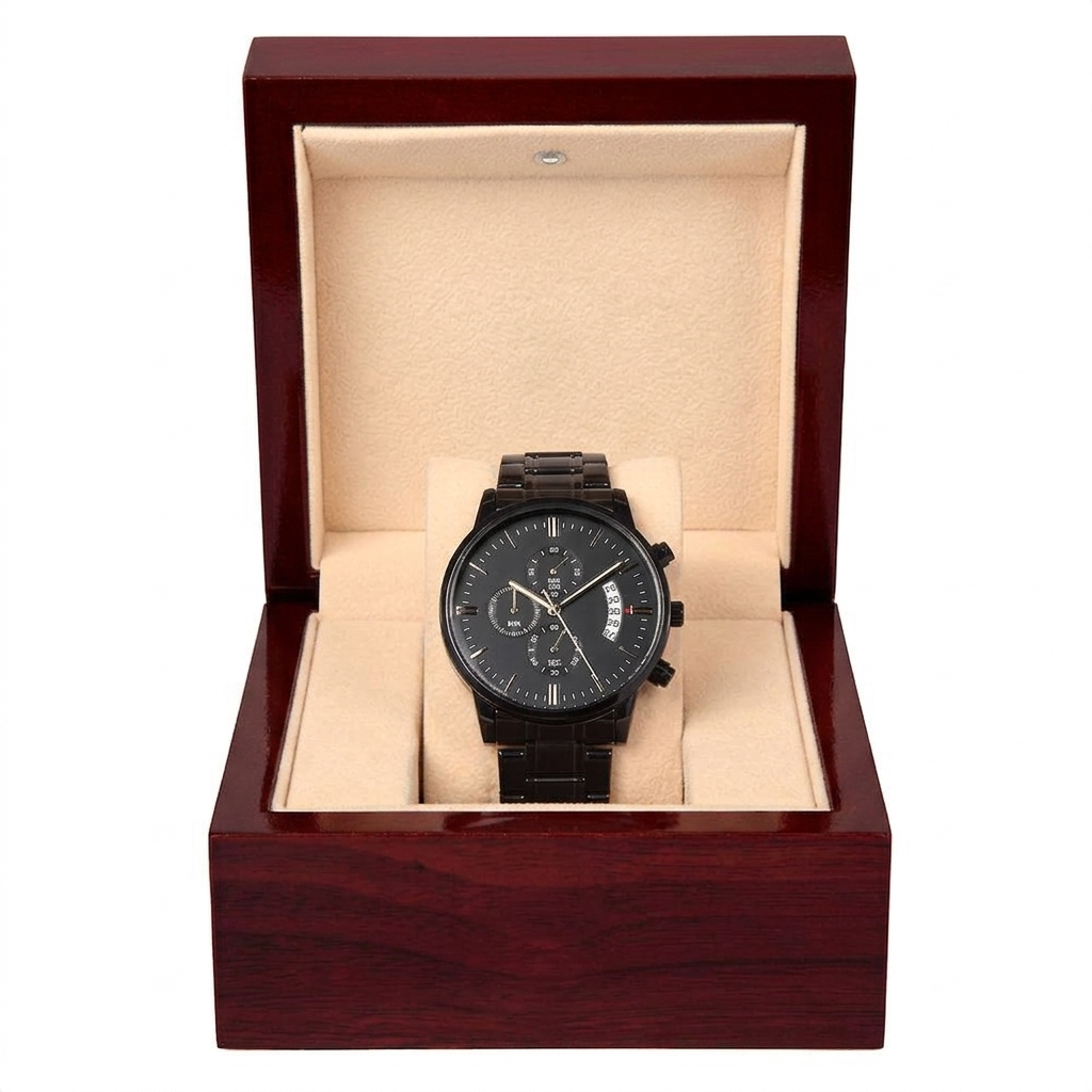 A Son's First Hero - Black Chronograph Watch