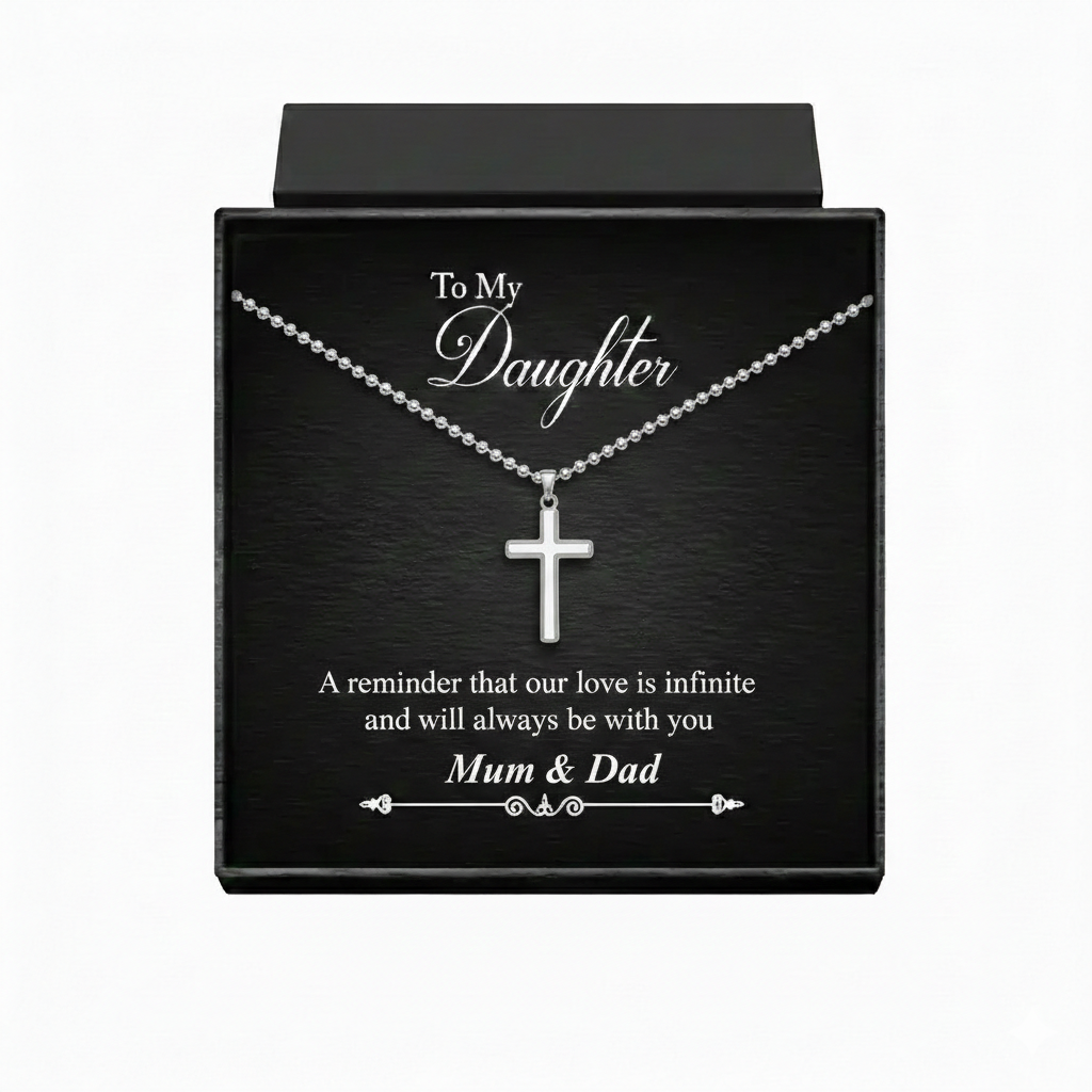 Artisan Cross Necklace with Ball Chain For Daughter