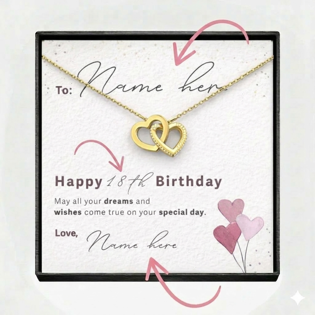 Interlocking Hearts Necklace  For Birthday