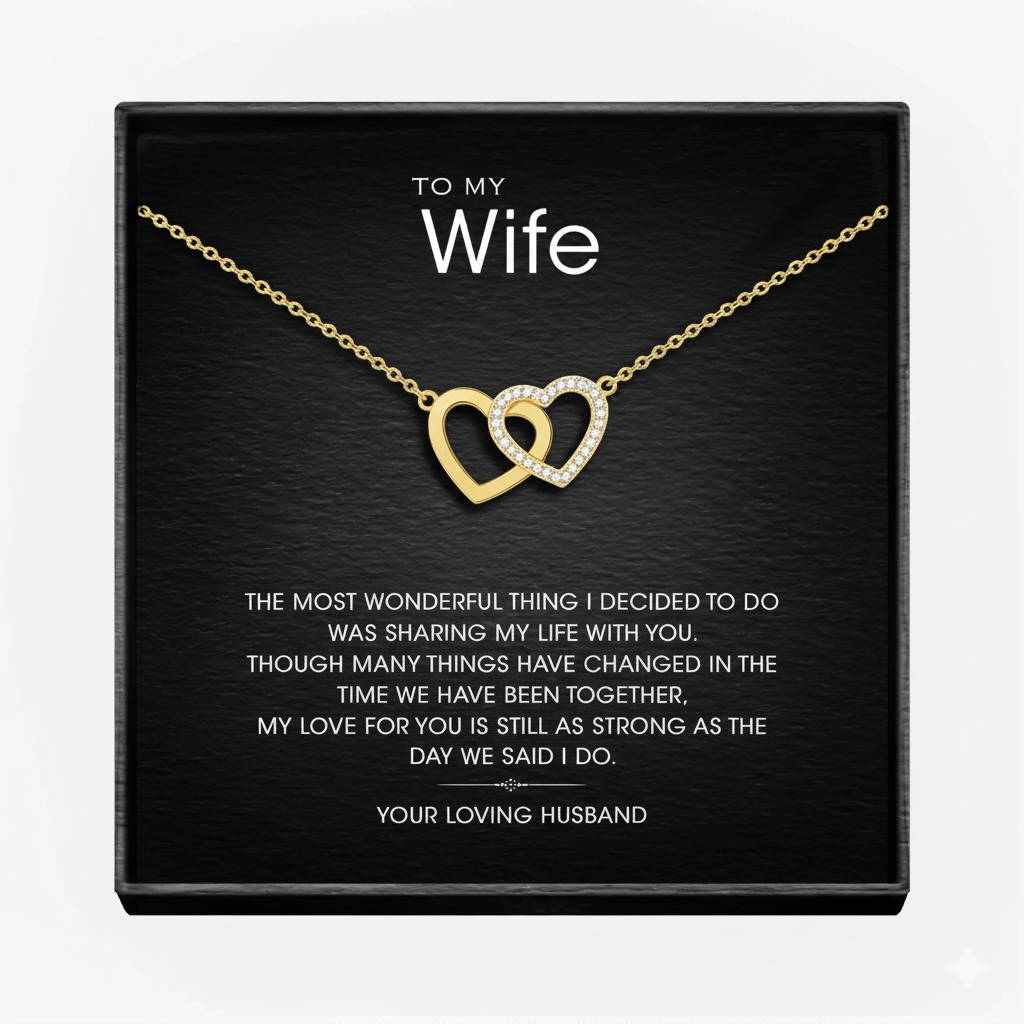 To My Wonderful Wife Interlocking Hearts Necklace