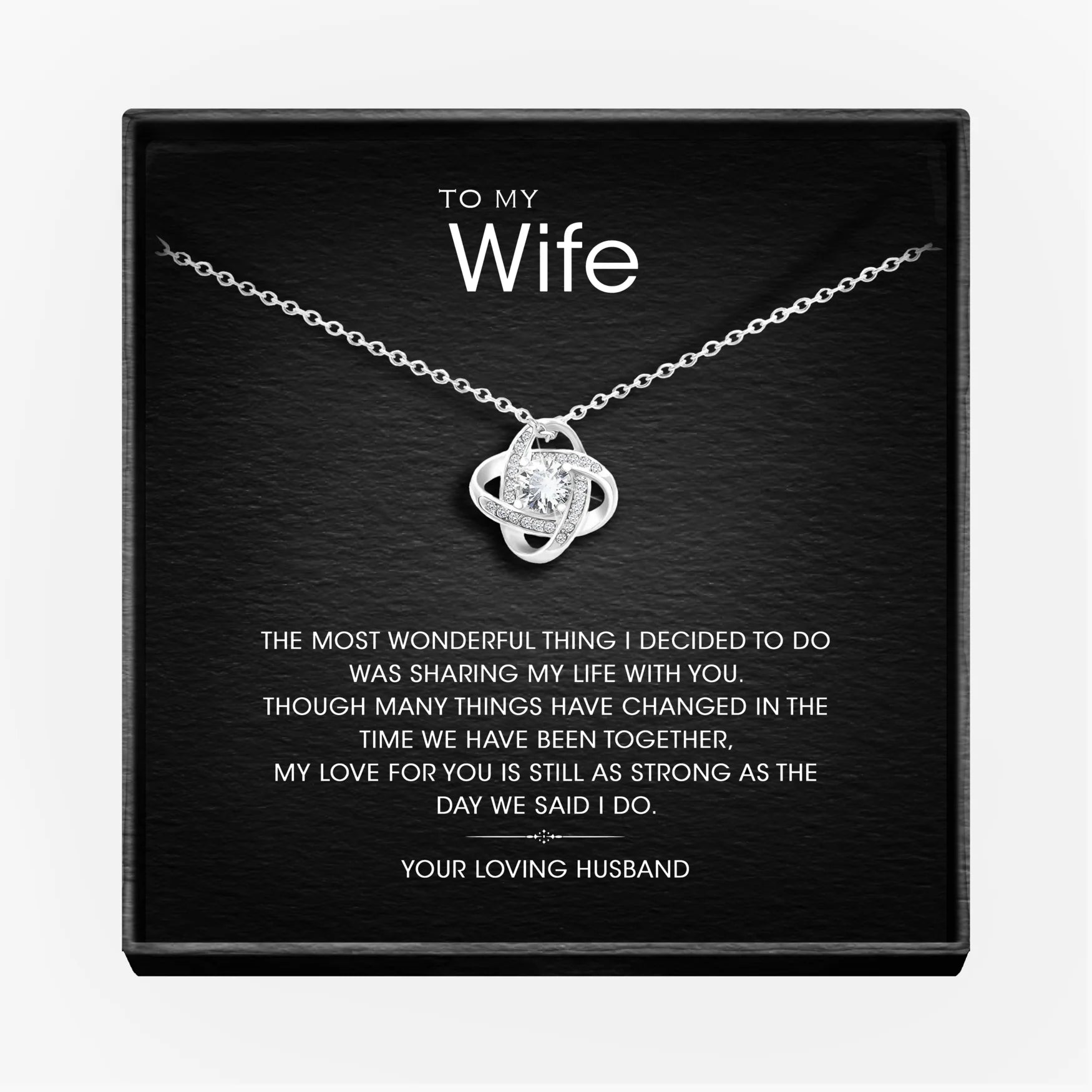 To My Wonderful Wife Love knot necklace