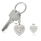 Engraved Heart Keychain with Map