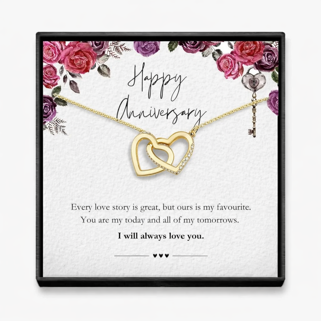 Interlocking Hearts Necklace  For Anniversary