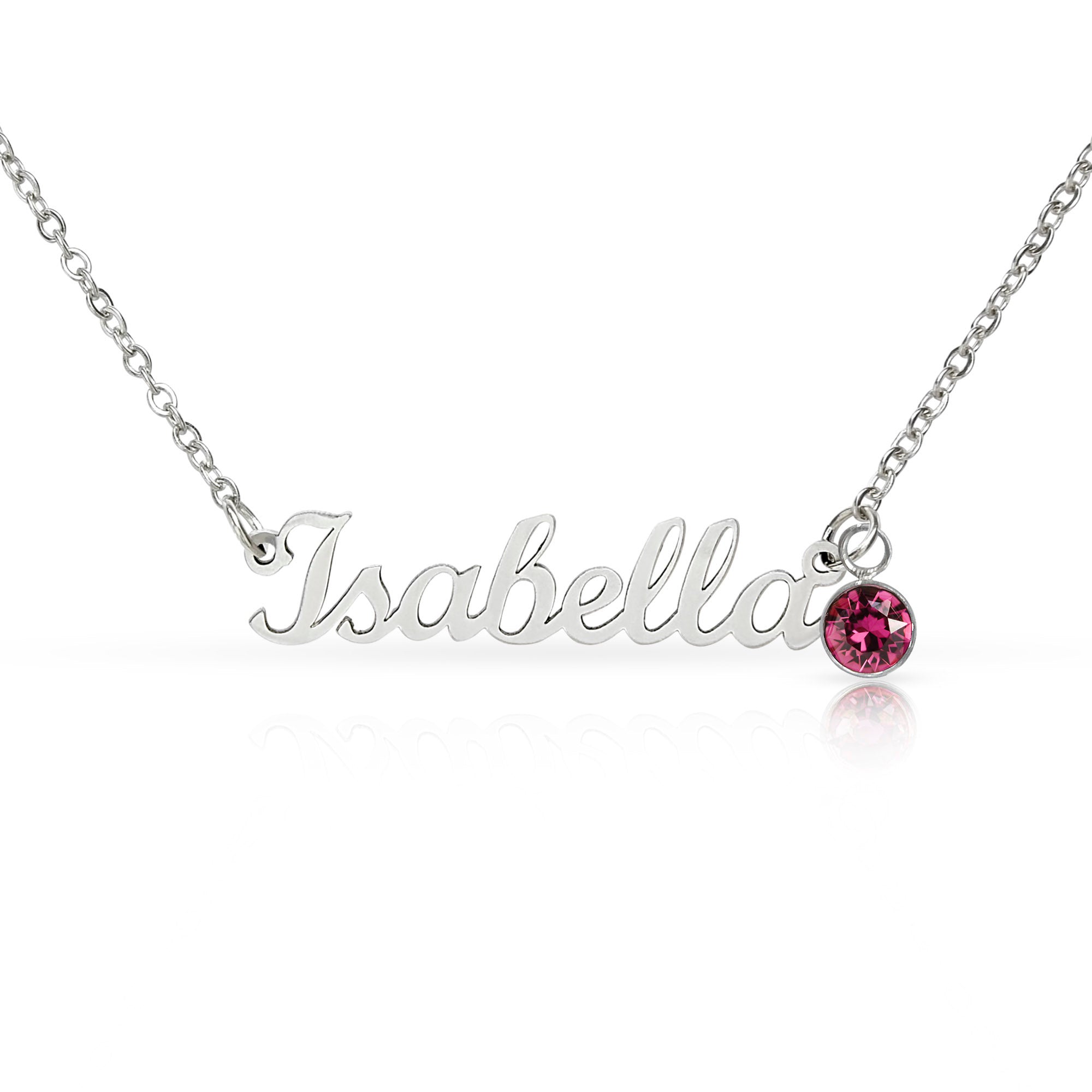 Non-Message Card Custom Name Necklace with Birthstone