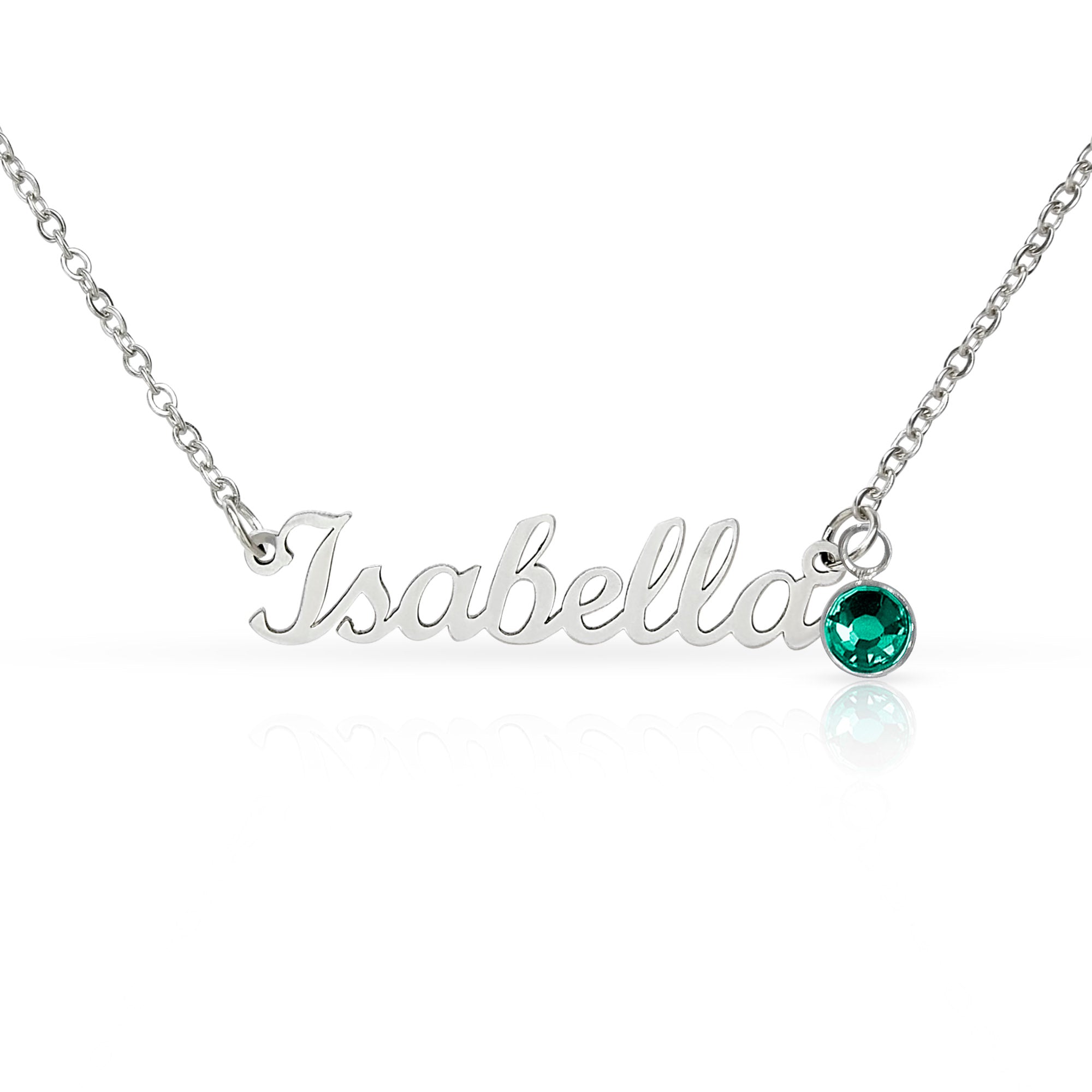 Non-Message Card Custom Name Necklace with Birthstone
