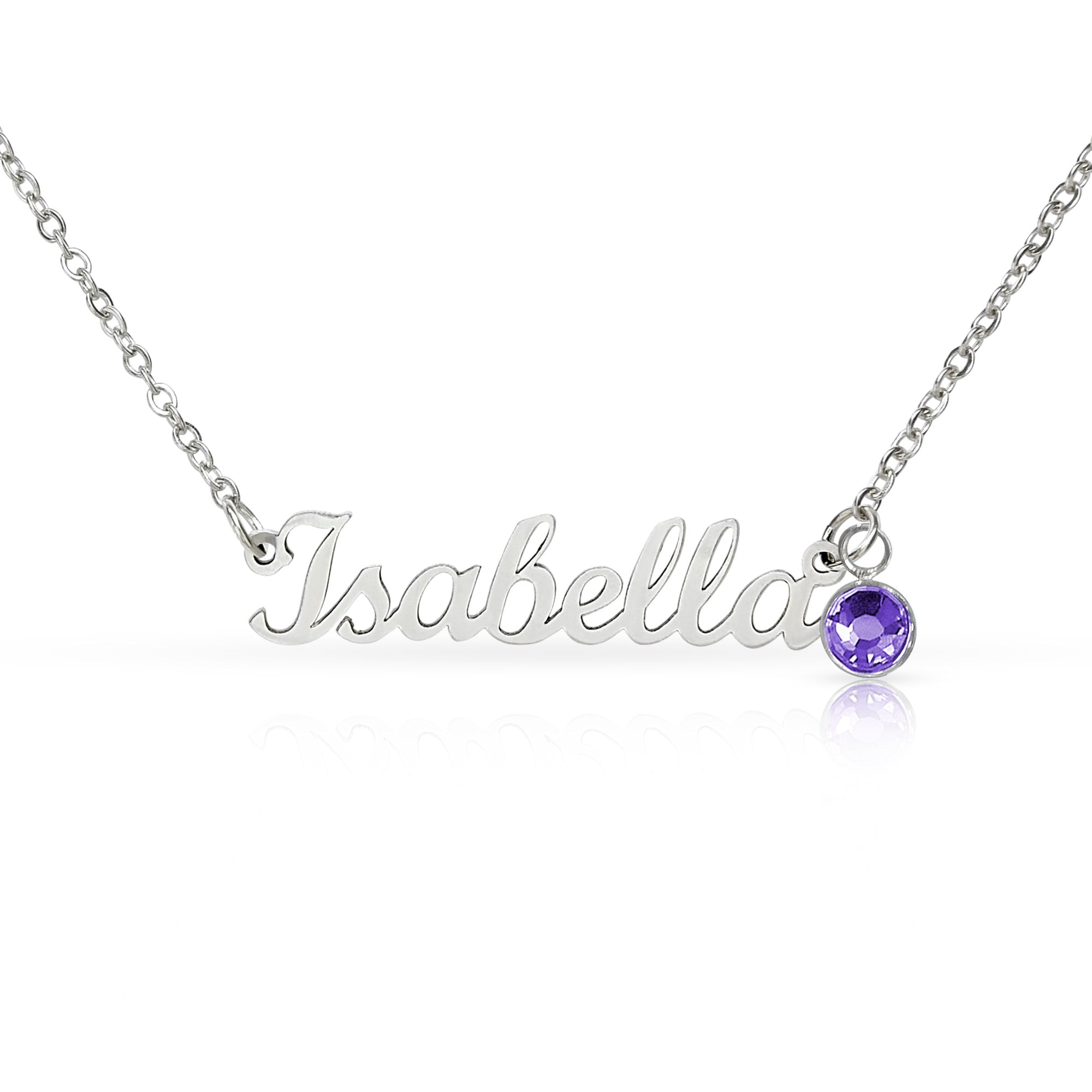 Non-Message Card Custom Name Necklace with Birthstone