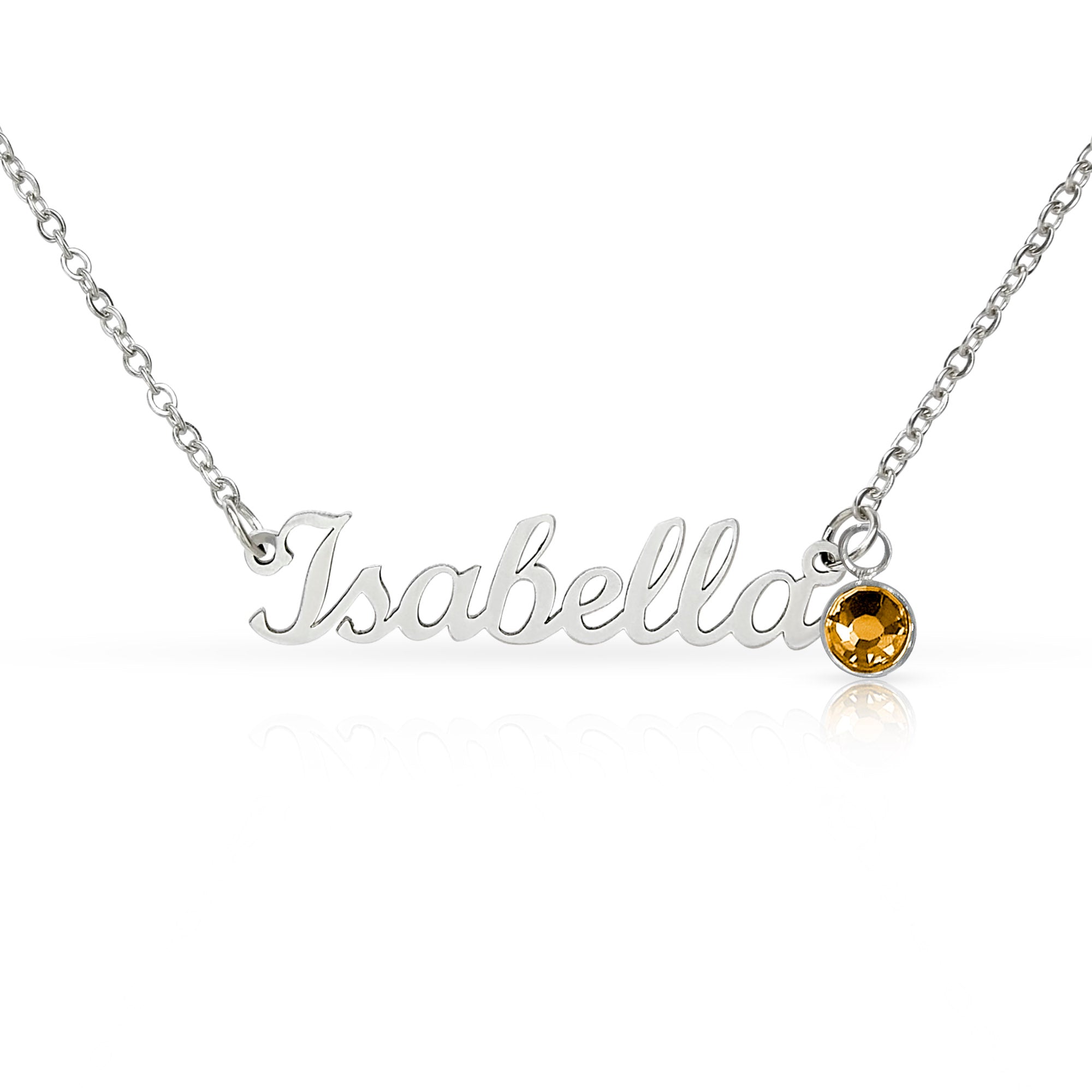 Non-Message Card Custom Name Necklace with Birthstone