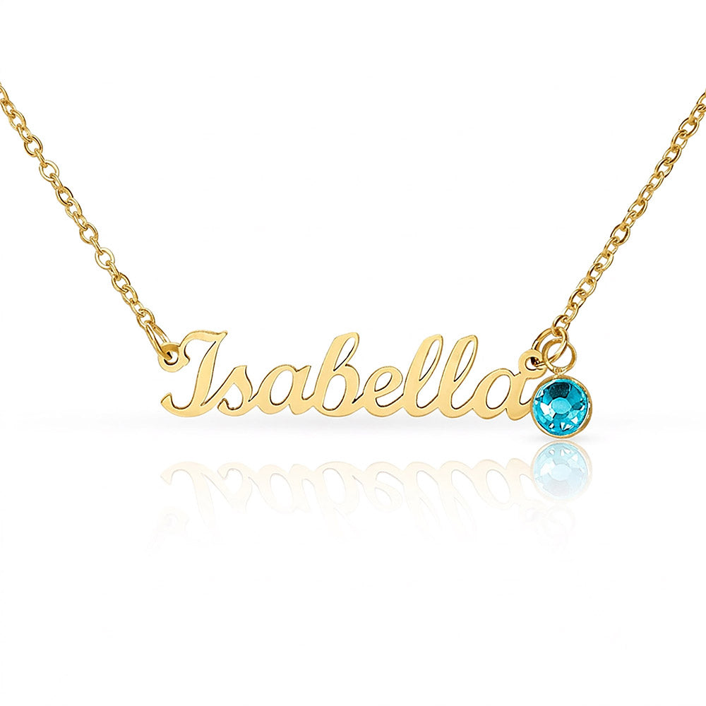 Non-Message Card Custom Name Necklace with Birthstone
