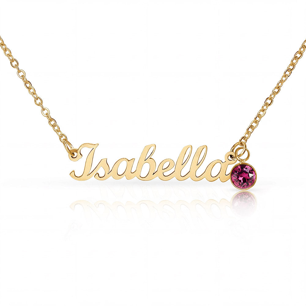 Non-Message Card Custom Name Necklace with Birthstone