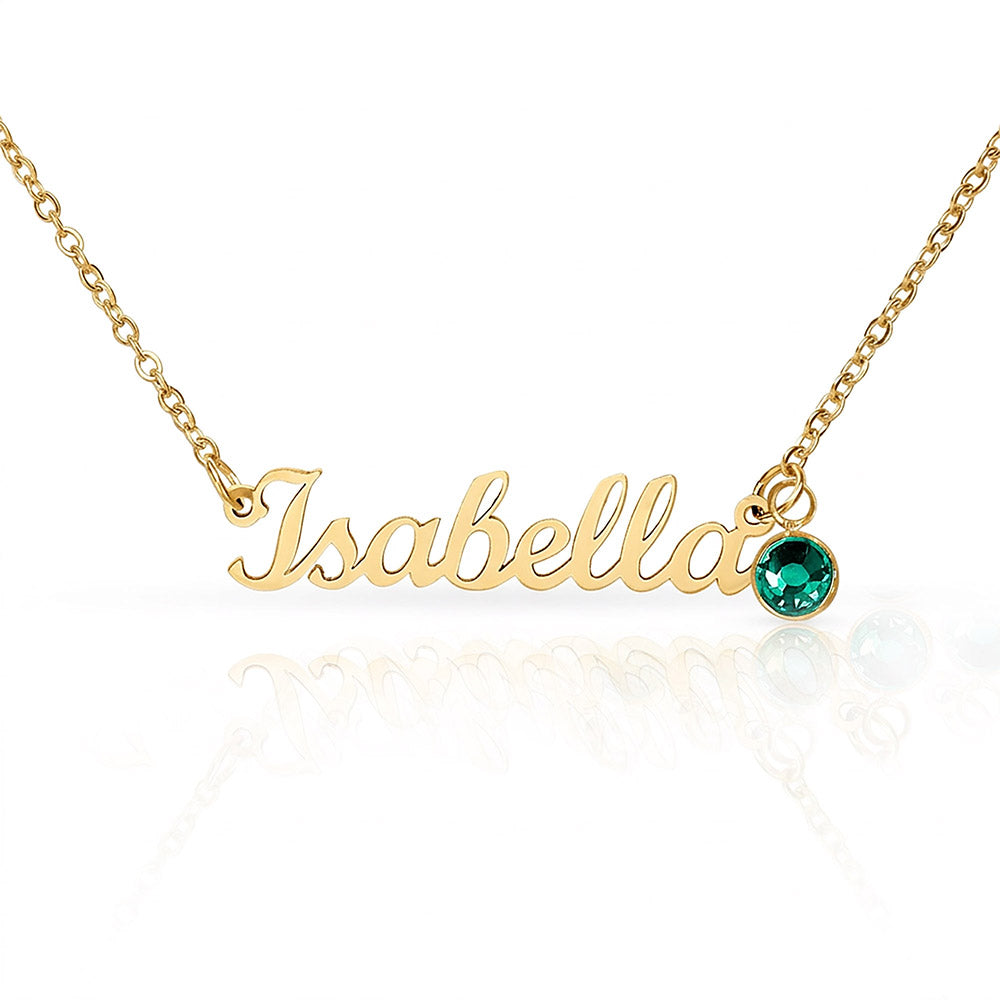 Non-Message Card Custom Name Necklace with Birthstone